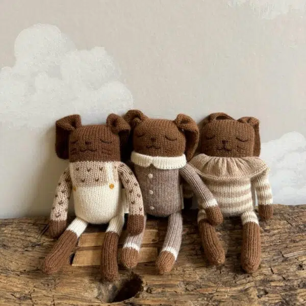Doudou lapin combishort rayé sable